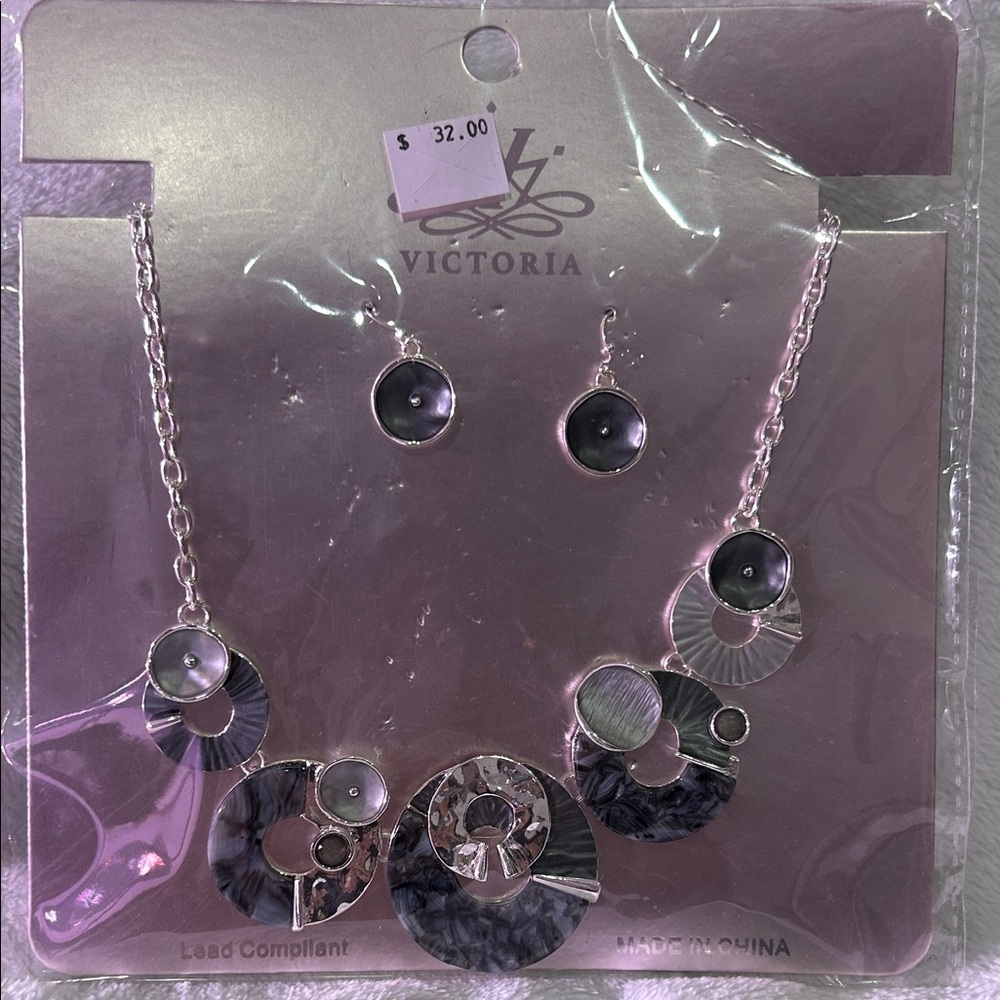Silver Necklace and Earring Set